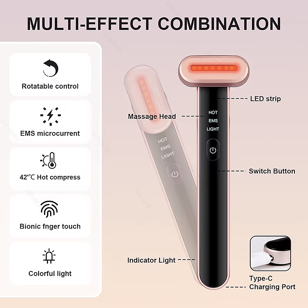 Bacchetta viso a microcorrente EMS e LED (Tipo-C)