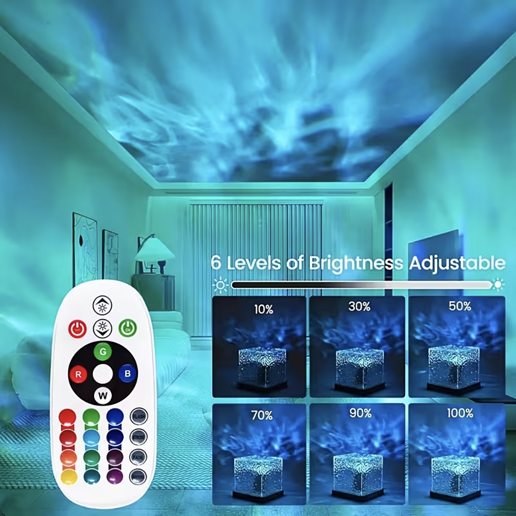 Projecteur ambiant à ondulations aquatiques cinétiques